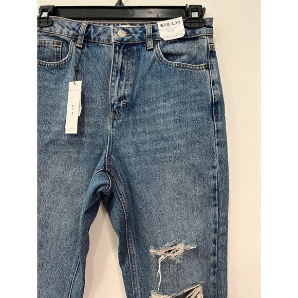 NWT TopShop Size US 6 Mom Jeans Ripped High Waited, Tapered Leg MSRP$75 - Picture 2 of 9